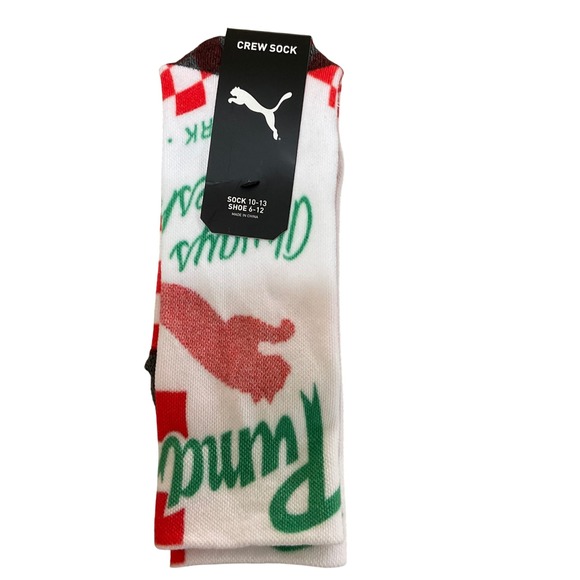 Puma Other - Puma Crew Socks Mens 6-12 White Red Green New Checkered Logo